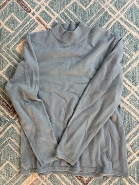 Dusty Blue Mock Neck Sweater XL 100% wool